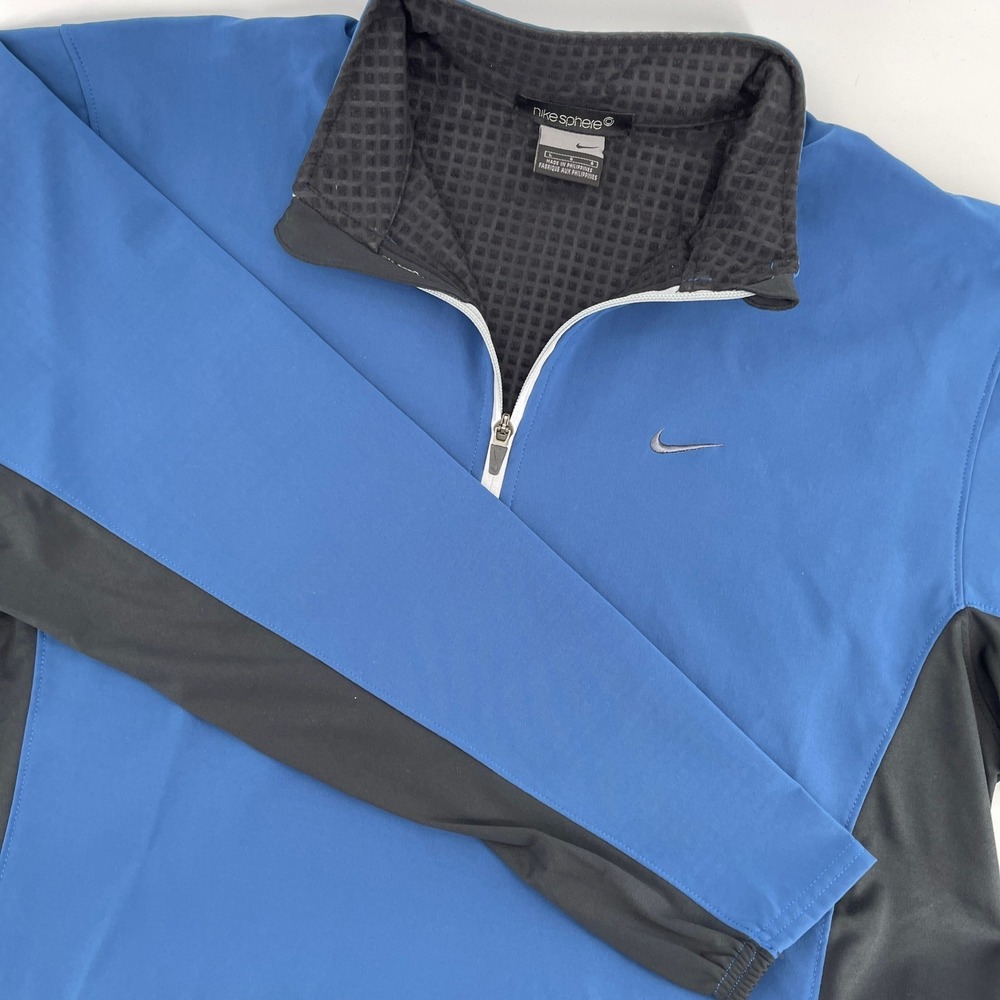 Nike Sphere Men's‎ 1/2 Zip Pullover Jacket Blue Black Size L Golf Athletic